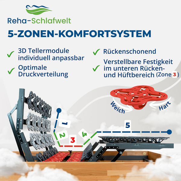 Reha-Schlafwelt Tellerlattenrost AEROBALANCE KF mit Motor montiert