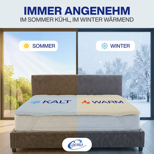 Matratzenauflage Lammwolle Matratzenbezug Lammwolle + Lammwolle mit Gummizug 500g/m² doppellagiger Matratzenbezug aus Lammwolle mit Rand