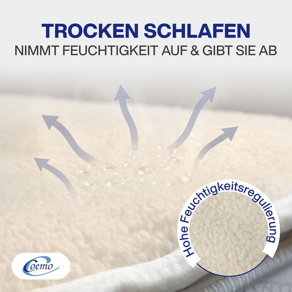 Matratzenauflage Lammwolle Matratzenbezug Lammwolle + Lammwolle mit Gummizug 500g/m² doppellagiger Matratzenbezug aus Lammwolle mit Rand