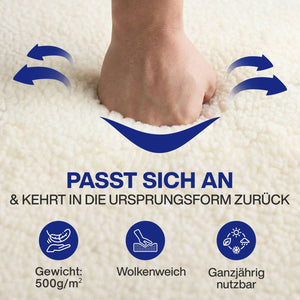 Matratzenauflage Lammwolle Matratzenbezug Lammwolle + Lammwolle mit Gummizug 500g/m² doppellagiger Matratzenbezug aus Lammwolle mit Rand