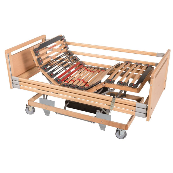 Pflegebett Medical Plus höhenverstellbar mit Motor & Seitengittern - 26 Leisten - Belastbar bis 190 kg