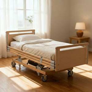 Pflegebett Medical Plus höhenverstellbar mit Motor & Seitengittern - 26 Leisten - Belastbar bis 190 kg